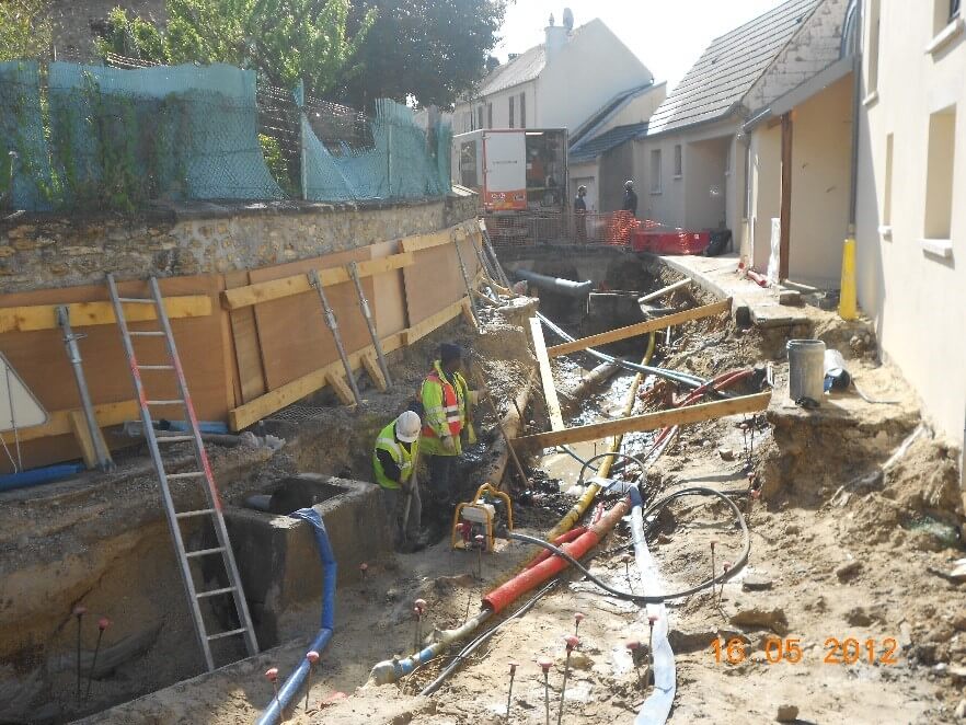 Réfection de la chaussée rue Jean Jaurès suite à son affaissement et à sa fissuration