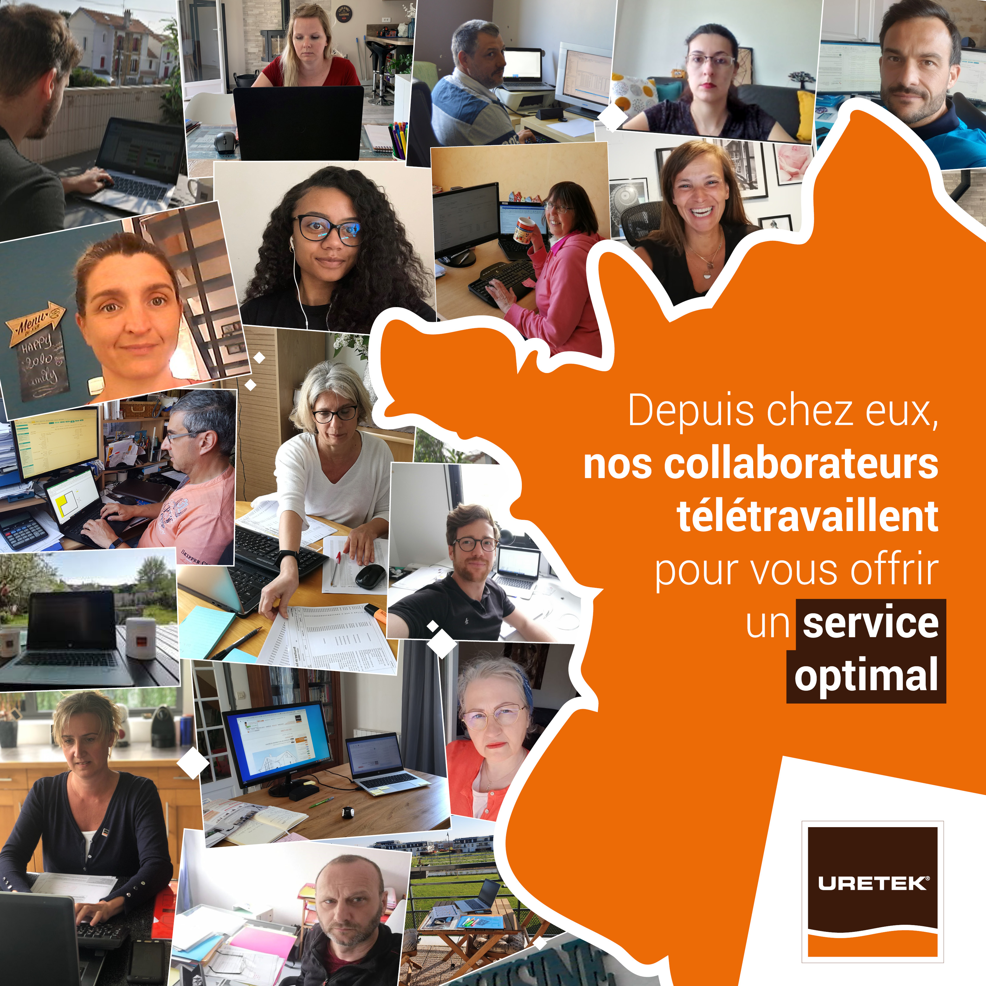 Tous les collaborateurs URETEK télétravaillent depuis chez eux, les jours pour lesquels ils ne sont pas présents sur leur lieu de travail Tous les collaborateurs URETEK télétravaillent depuis chez eux, les jours pour lesquels ils ne sont pas présents sur leur lieu de travail